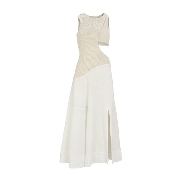 Jonathan Simkhai Patchwork Cutout Midi Dress - 0 - White Multi